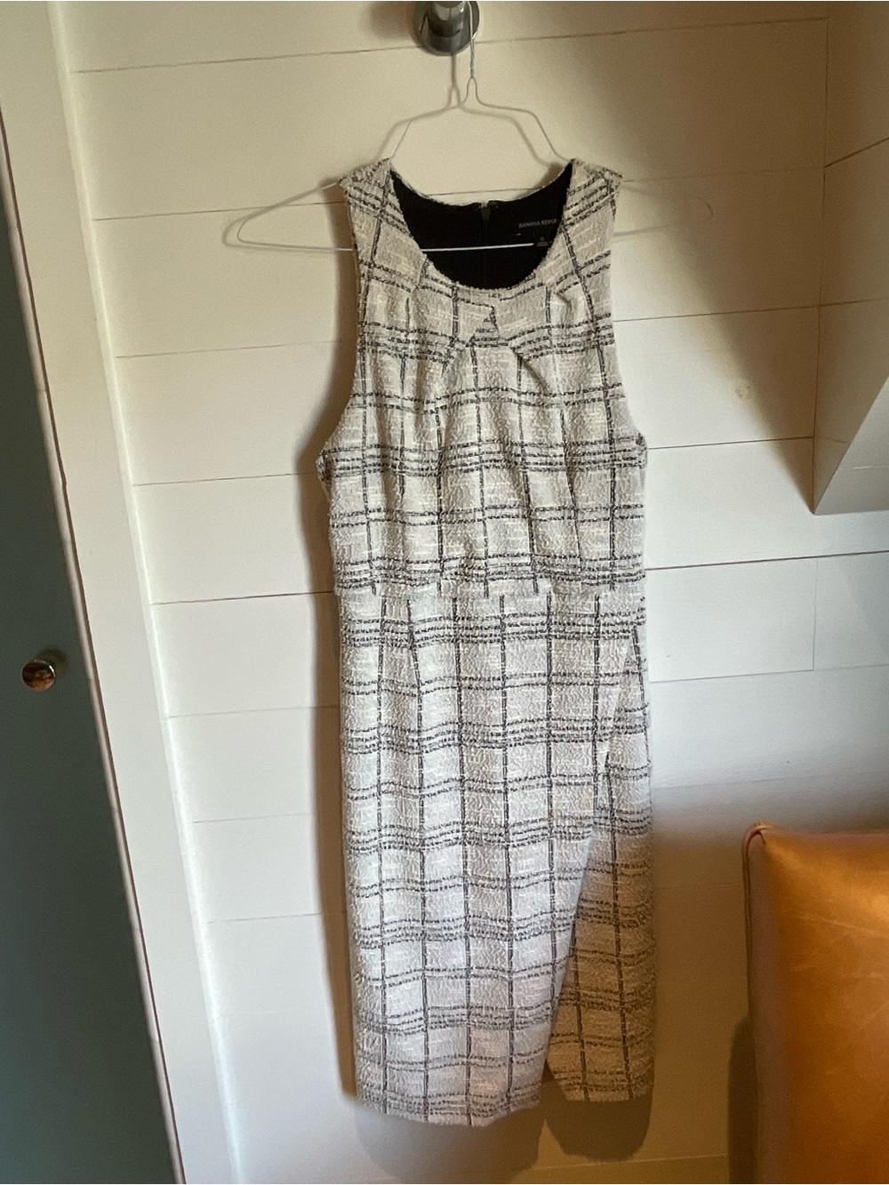 Banana Republic Black and White Checked Midi Tank Dress